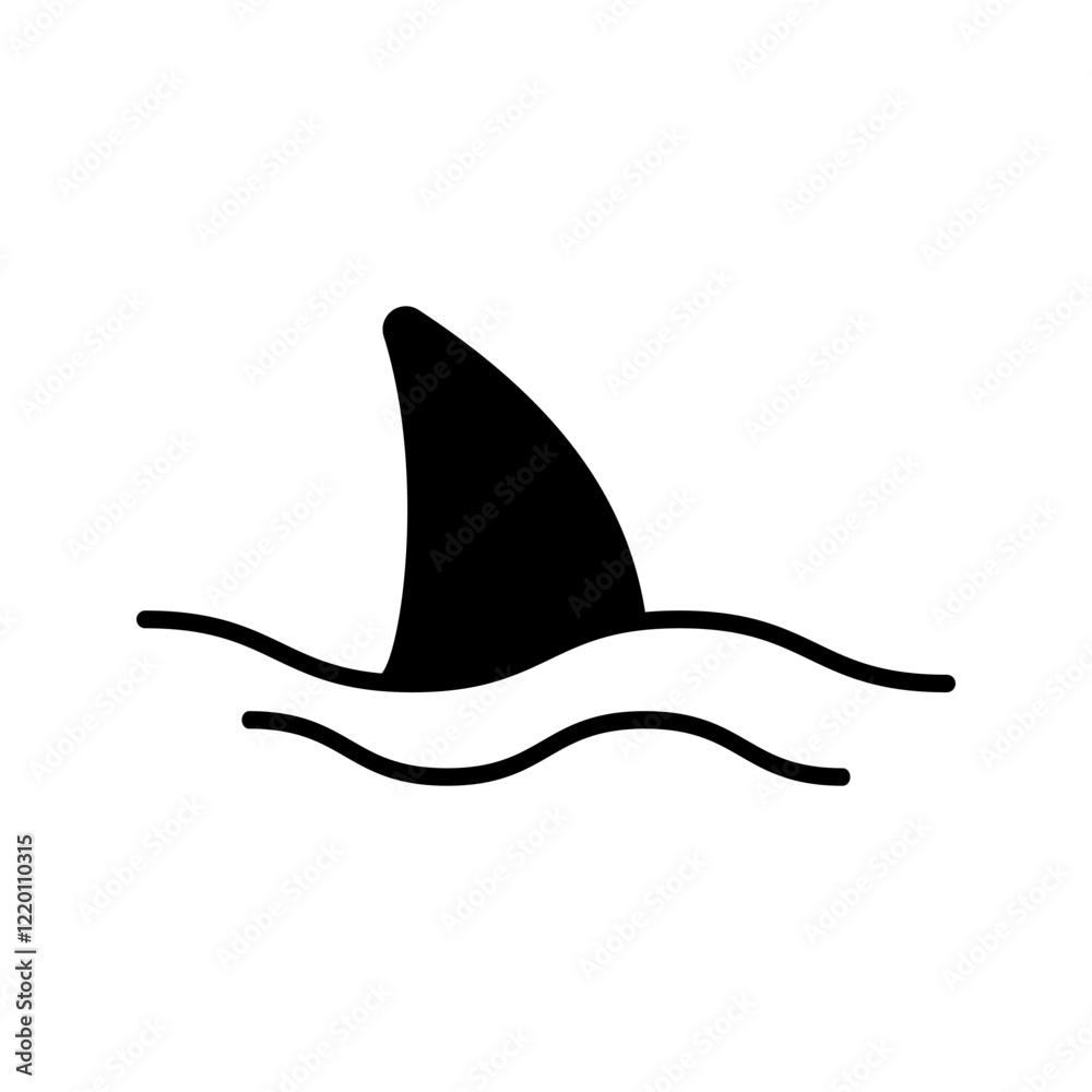 Fototapeta premium Shark fin symbol vector illustration isolated on white background icon . vector illustration, pictogram isolated on white background. color editable