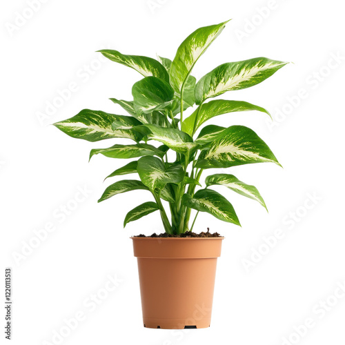 Wallpaper Mural A potted Dumb Cane plant with its signature green and white leaves, set against a transparency background Torontodigital.ca