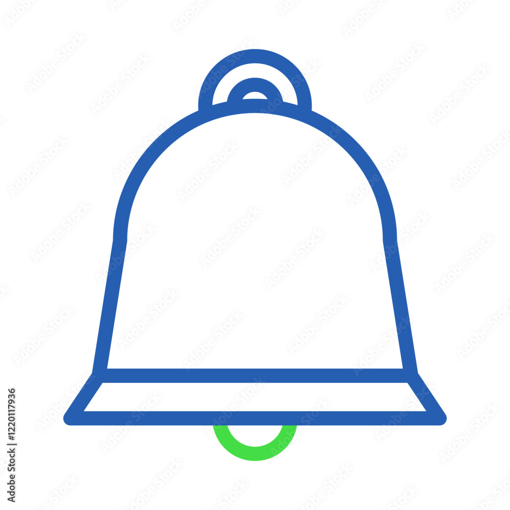 Bell Icon Blue and Green Outlined Shape on White Bell Icon Blue and Green Outlined Shape on White