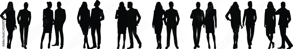 custom made wallpaper toronto digitalSilhouette of a Group of Business Couples, Men and Women, Standing in Professional Clothes