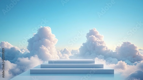 a picture of a stairway in the clouds photo