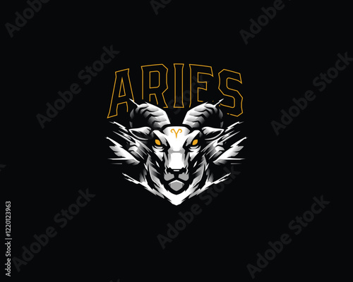 aries goat head illustration