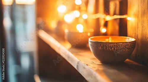 Cozy Pottery Display with Warm Lighting and Selective Focus photo