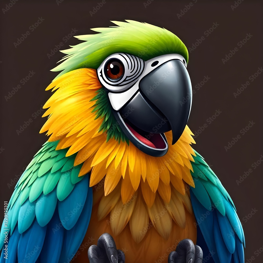 Fototapeta premium “Vibrant Majesty: The Colorful Parrot Portrait”