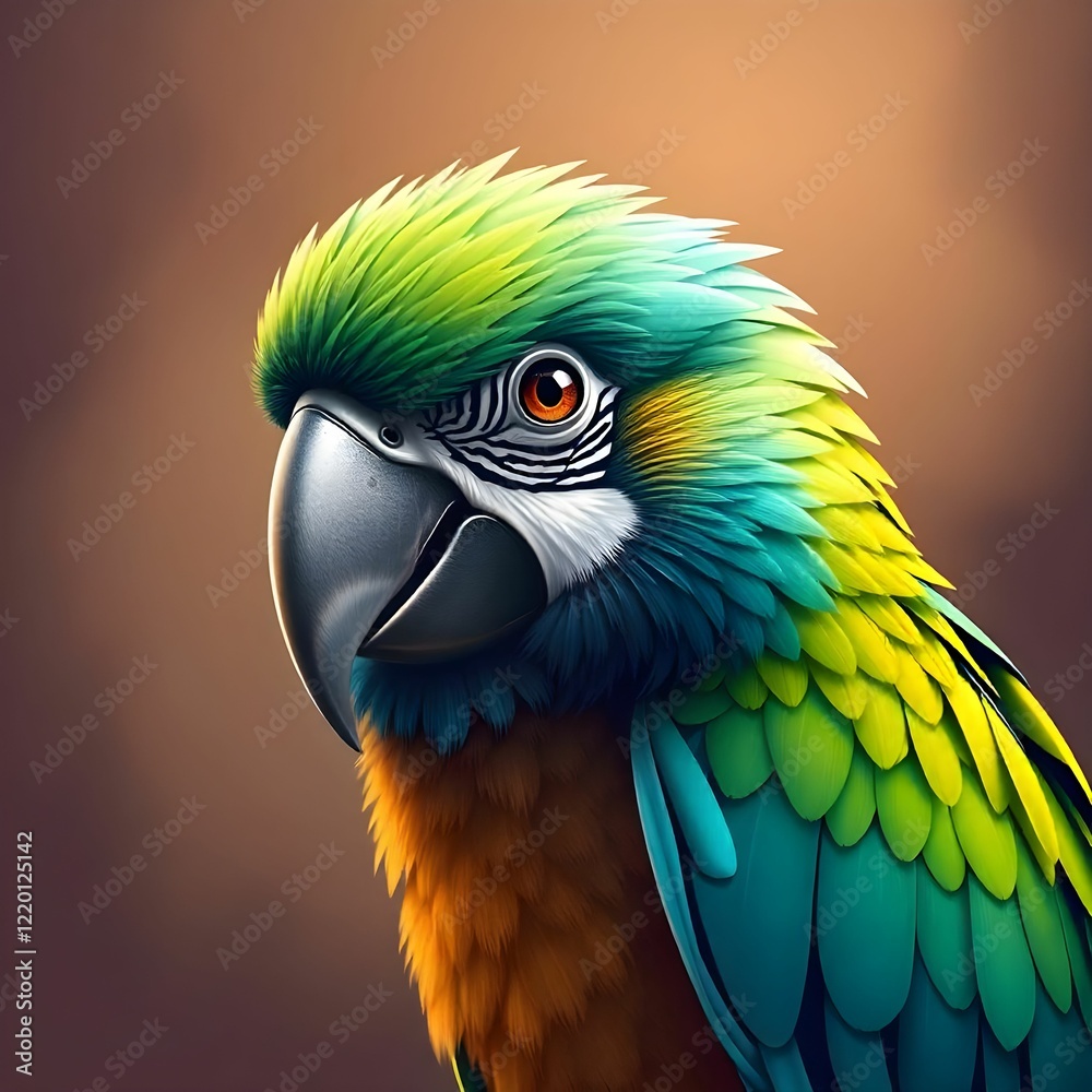 Fototapeta premium “Vibrant Majesty: The Colorful Parrot in Portrait”