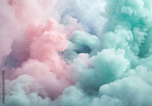 Pink and blue smoke clouds in the sky