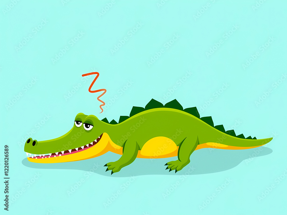 Fototapeta premium cheerful green cartoon crocodile