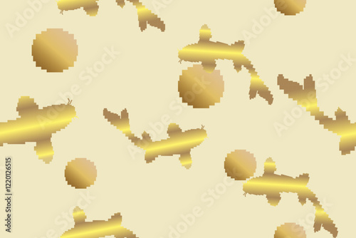 Seamless vector pixel pattern for fabric or printing, Koi fish.