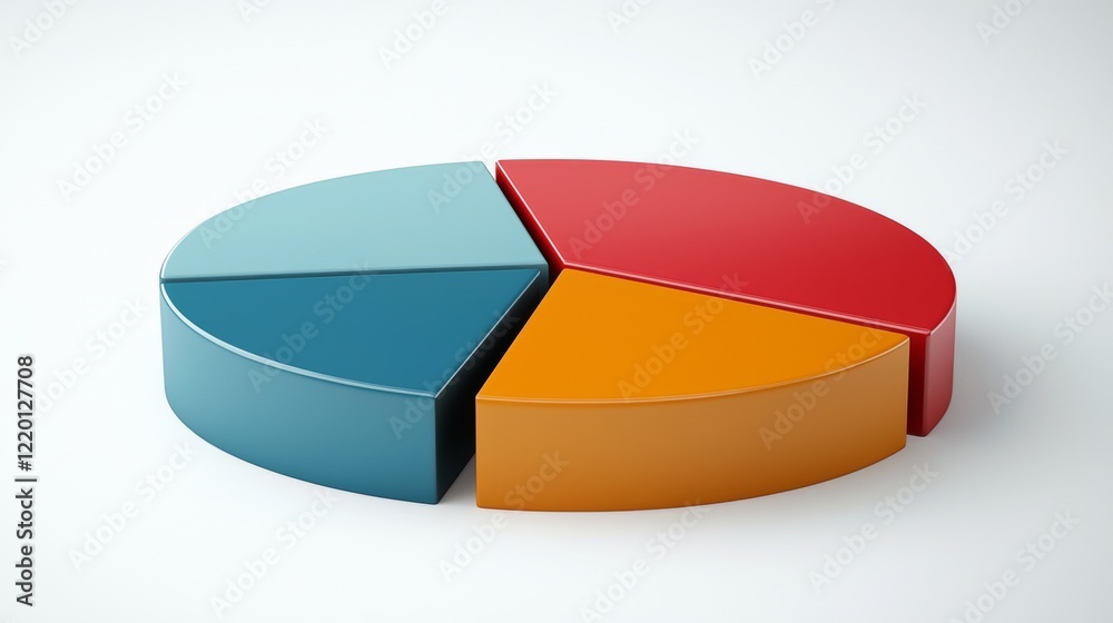 Obraz premium 3D Colorful Pie Chart Representation of Data Analysis and Visualization for Business Insights and Reports