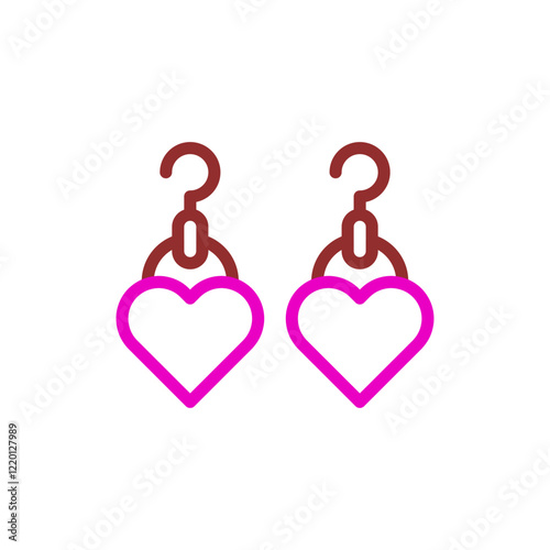 Two Hook Heart Earrings Pink and Brown Illustration