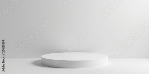 A Minimalist White Circular Platform Against a Clean White Background  Ideal for Product Displays or Abstract Compositions