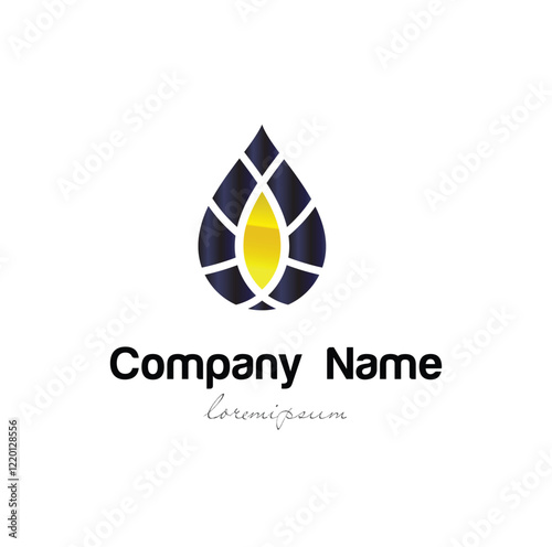 Energy mine logo design with gear, oil, and gas icon