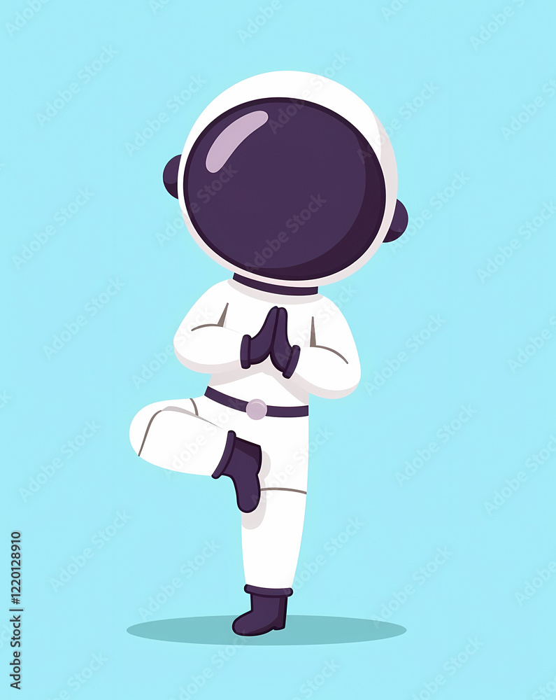 astronaut in white spacesuit performing tree yoga pose astronaut in white spacesuit performing tree yoga pose