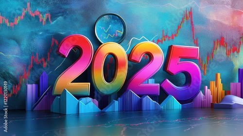 Research reveals trends for better marketing. Colorful 2025 graphic with financial elements and vibrant background.