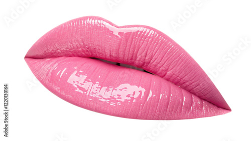 closeup of kiss mark vibrant glittery pink lip