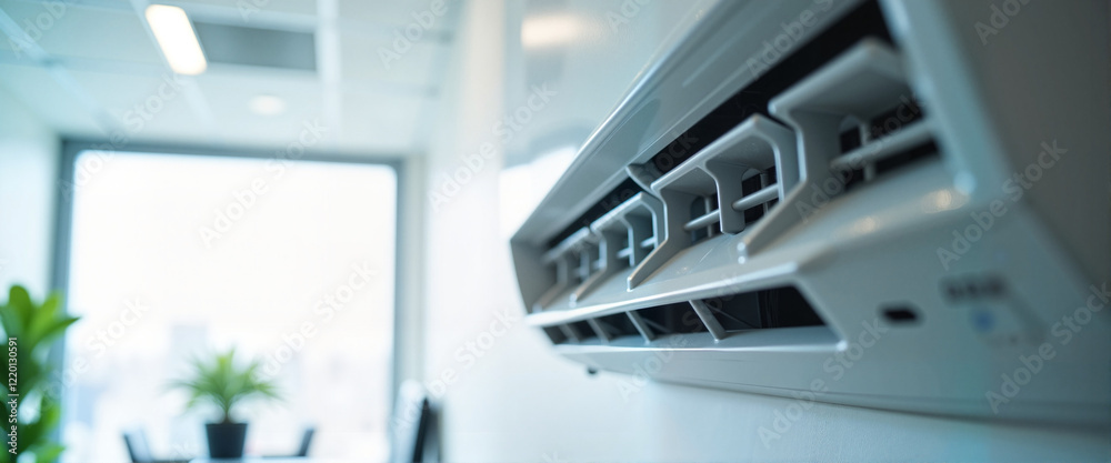 Air conditioning unit in modern office with natural light Air conditioning unit in modern office with natural light