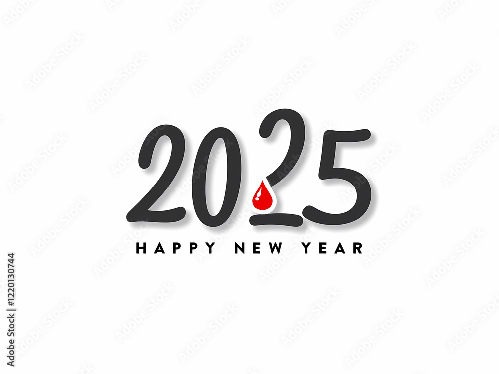 stylish 2025 happy new year with a red drop stylish 2025 happy new year with a red drop