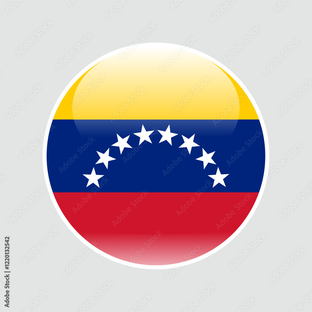 The flag of venezuela. Circle icon flag. Button flag icon. glossy circle badge. 3d illustration. The flag of venezuela. Circle icon flag. Button flag icon. glossy circle badge. 3d illustration.