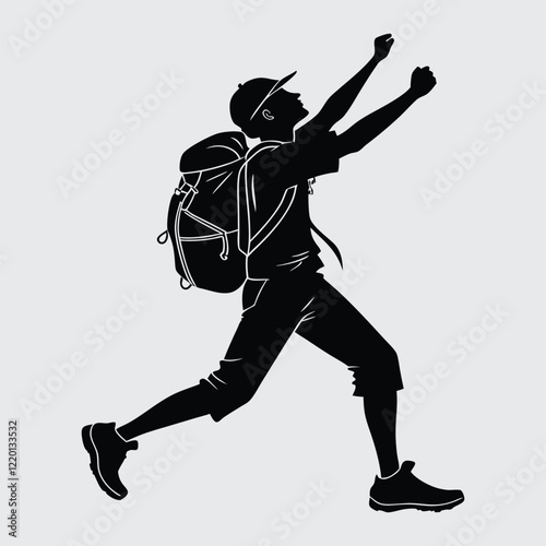 A person hiking  image silhouette vector art and illustration