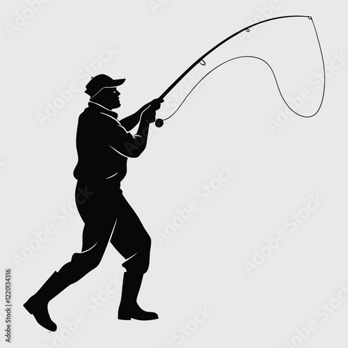  A-fisherman-casting-a-line image silhouette vector art and illustration