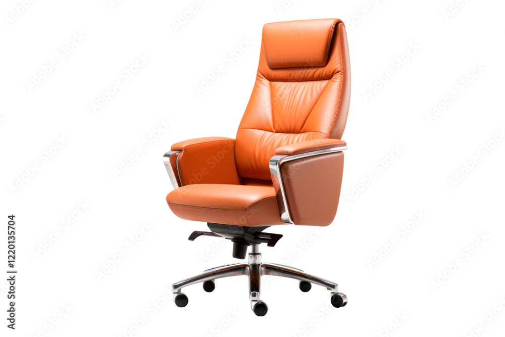 Obraz premium Luxurious executive chairman's chair with chrome accents, reclining function, and high-density foam padding, ideal for high-ranking officials.