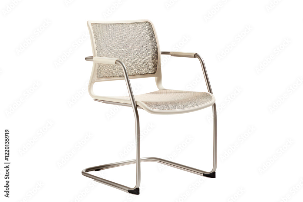 Minimalist chair with a metal frame and mesh backrest, offering a lightweight and breathable design for modern interiors Minimalist chair with a metal frame and mesh backrest, offering a lightweight and breathable design for modern interiors