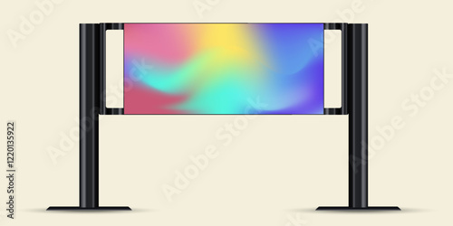 A Huge outdoor street LED screen Mock up vector design. The LED monitors or TV a sleek, minimalistic black frame and stand in vector, illustration.