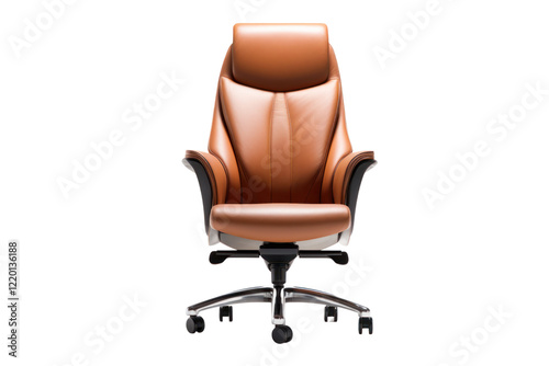 Modern ergonomic chairman's chair featuring adjustable height, lumbar support, and smooth swivel base, suitable for professional settings. photo