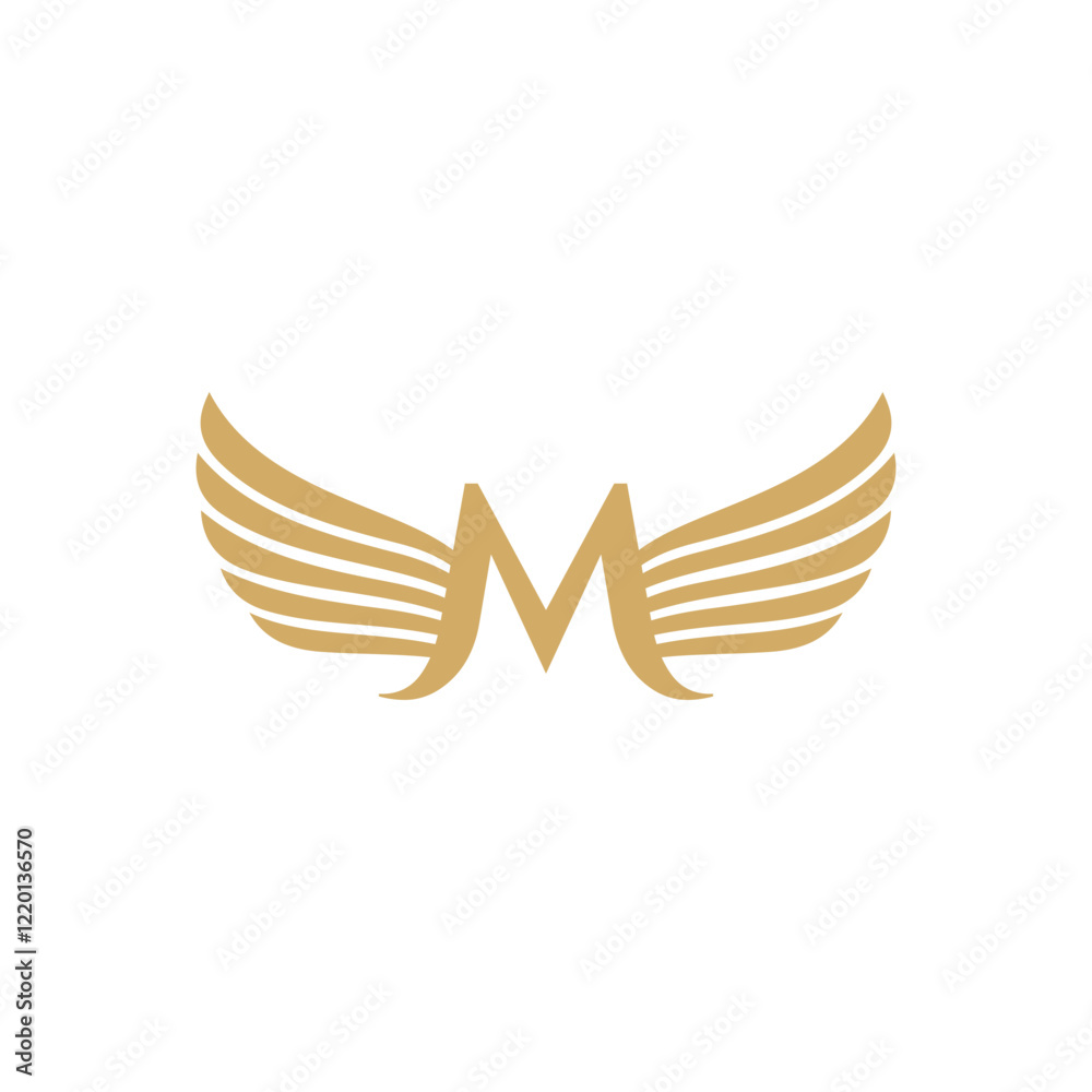 Elegant Letter M With Wings Logo Elegant Letter M With Wings Logo