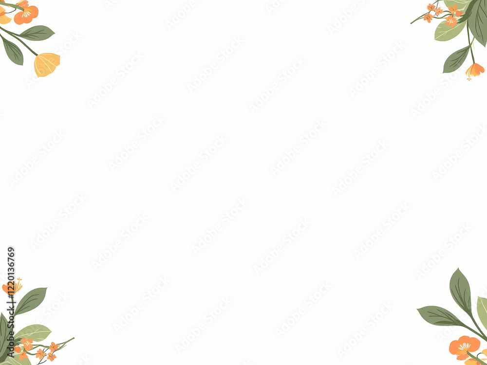 elegant floral frame with and yellow flowers on a white background elegant floral frame with and yellow flowers on a white background
