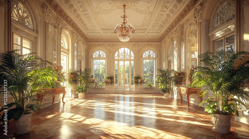 Obraz premium Sunlit Grand Hall: A Luxurious Indoor Oasis