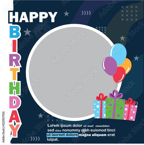 Colorful birthday photo frame design template