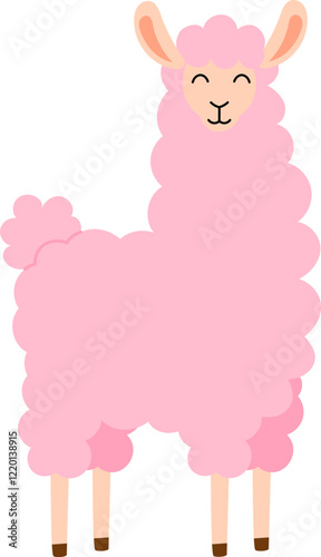 Cute Funny Pink llama illustration