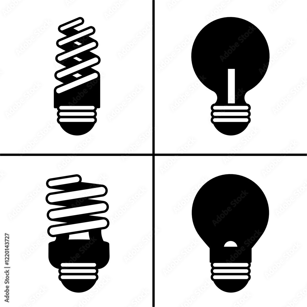 Vector black and white illustration of light bulb icon for business. Stock vector design. Vector black and white illustration of light bulb icon for business. Stock vector design.