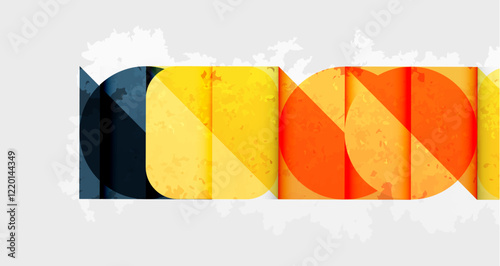 Squares, circles and triangles and grainy noisy texture. Vector Illustration For Wallpaper, Banner, Background, Card, Book Illustration, landing page