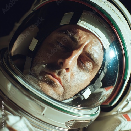 Astronaut Sleeping in Space Helmet  Space Exploration  Cosmonaut  Gravity  Universe  Galax photo