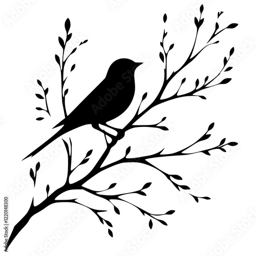 Silhouette of a bird on a branch