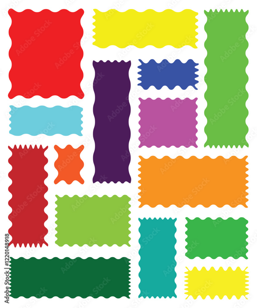 Set of frames with zigzag edge, scallop edge shape. Rectangle shape frame with zigzag edge. zigzag frame. Vector illustration