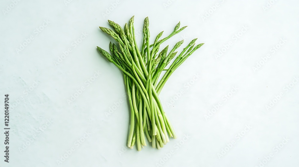 Fresh Green Asparagus Bundle on White Background Fresh Green Asparagus Bundle on White Background