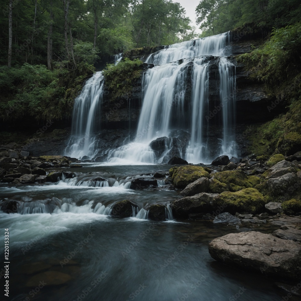 Fototapeta premium How does the sound of a waterfall soothe a troubled mind?
