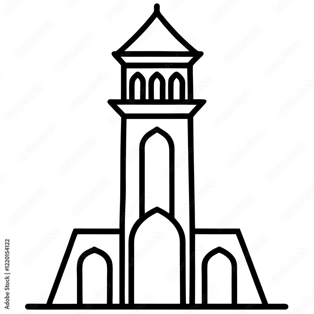 Isfahan Tower Silhouette on White Isfahan Tower Silhouette on White