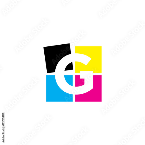 Negative Space Letter G With CMYK Color