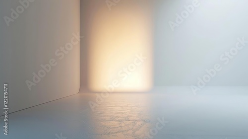 a white room with a light shining in the corner photo