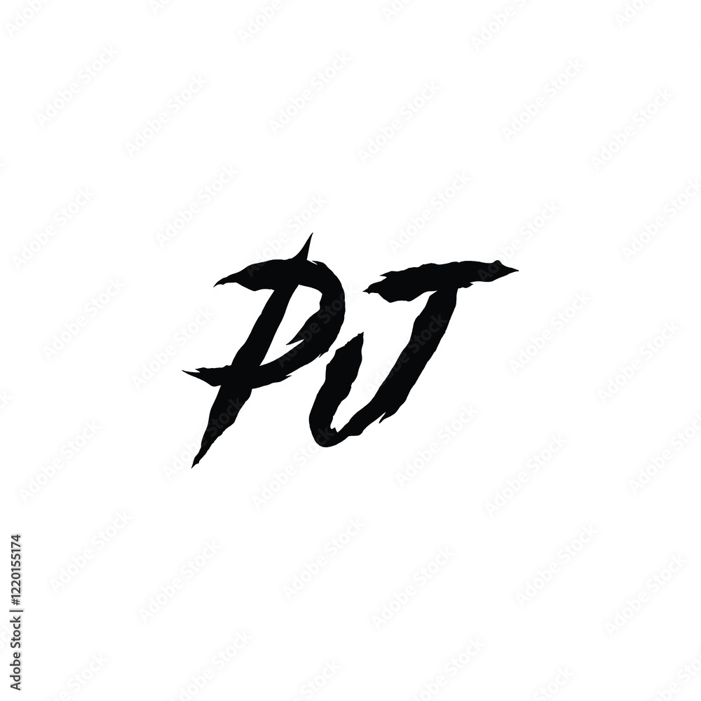 Fototapeta premium PJ monogram logo design letter text name symbol monochrome logotype alphabet character simple logo
