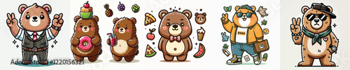 vector brown bear acting cute and excited