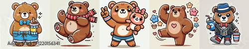 vector brown bear acting cute and excited