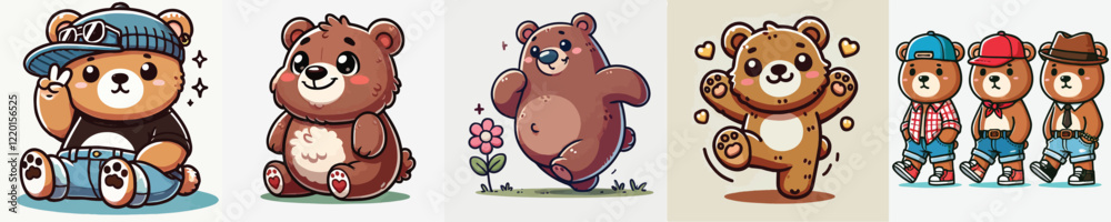 Obraz premium vector brown bear acting cute and excited
