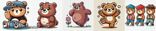 vector brown bear acting cute and excited
