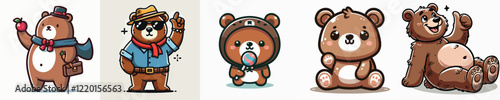 vector brown bear acting cute and excited
