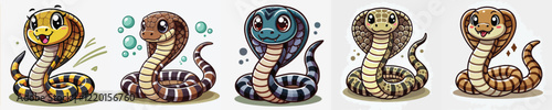 vector set of cute cobra snakes